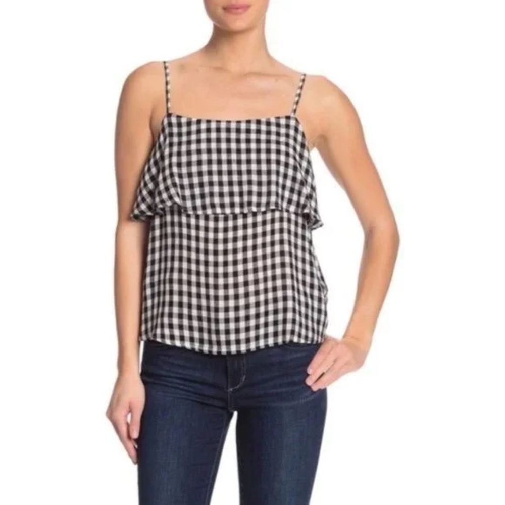Abound Black and White Gingham Ruffle Camisole
